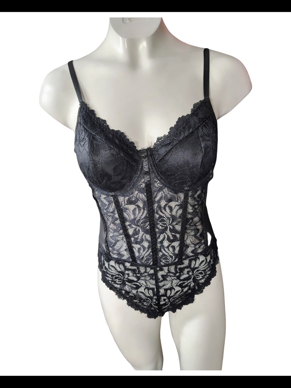 Amazon Black Lace Corset-Style Bodysuit